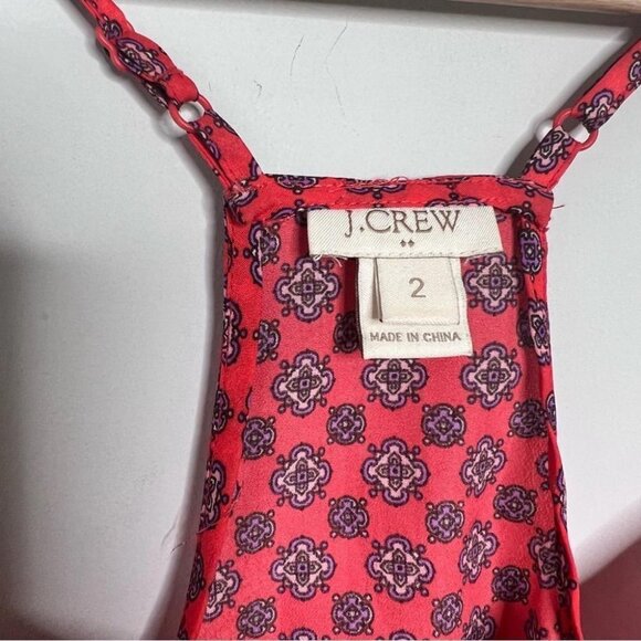 J Crew Factory Womens Size 2 Red Printed Racerback Lightweight Tank Top Casual - Picture 5 of 10